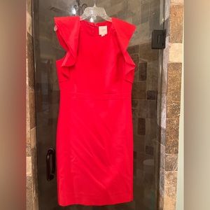 NWT J.Crew Ruffle sleeve dress, knee length, red color. Sz 10